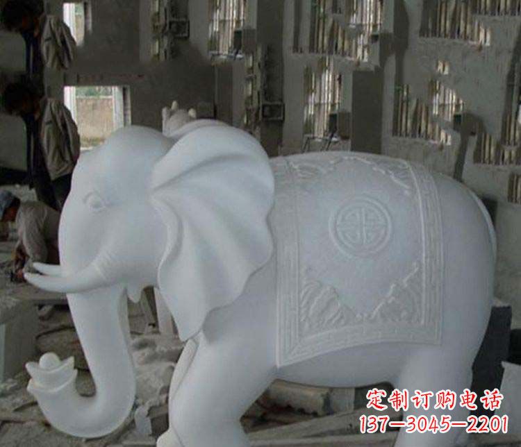 内江汉白玉大象雕塑,带来好运