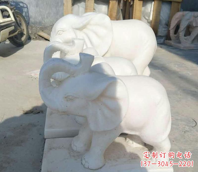 内江高端汉白玉招财小象雕塑