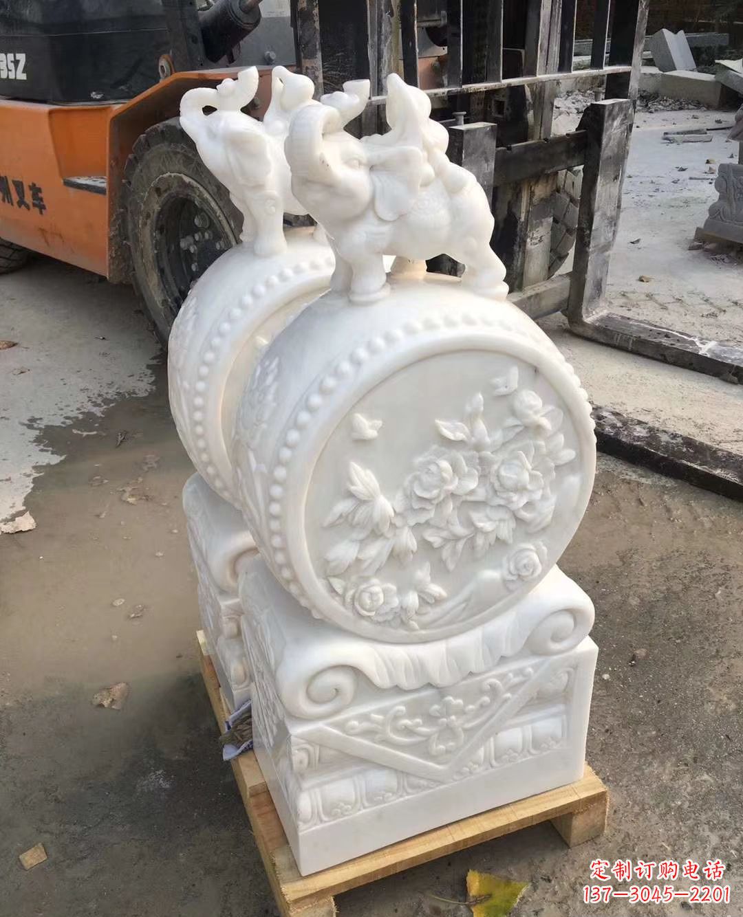内江精致小象招财石门墩,树立你的百年吉祥