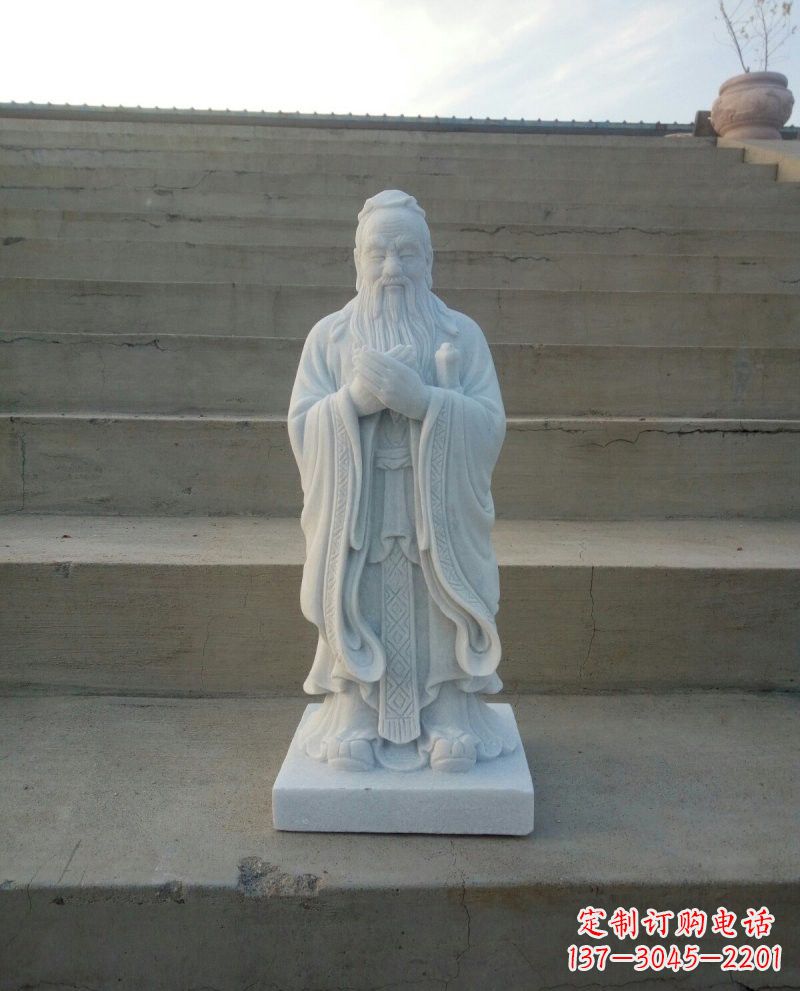 内江汉白玉孔子石雕,雕刻传承千百年文明