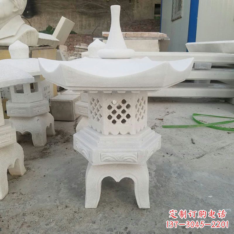 内江汉白玉中式石雕灯笼