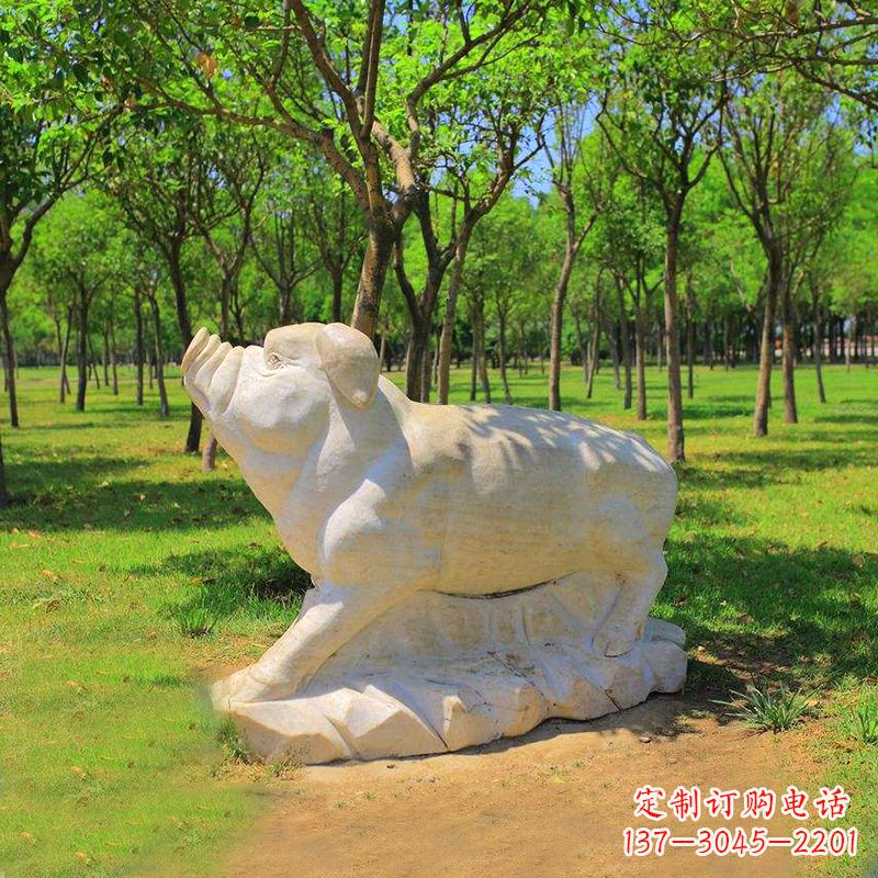 内江传统十二生肖精美手工猪石雕动物雕塑