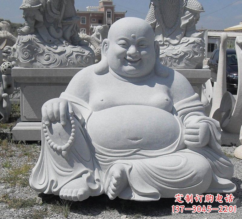 内江精美高雅的汉白玉弥勒佛雕像