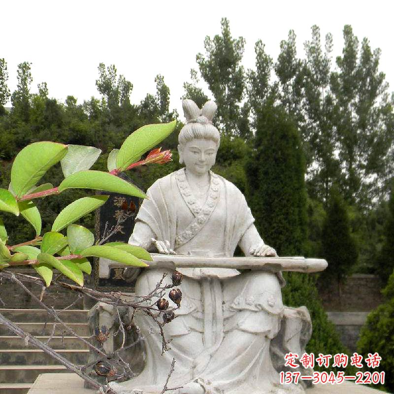 内江汉末才女蔡文姬弹琴石雕塑-景区园林历史名人雕像