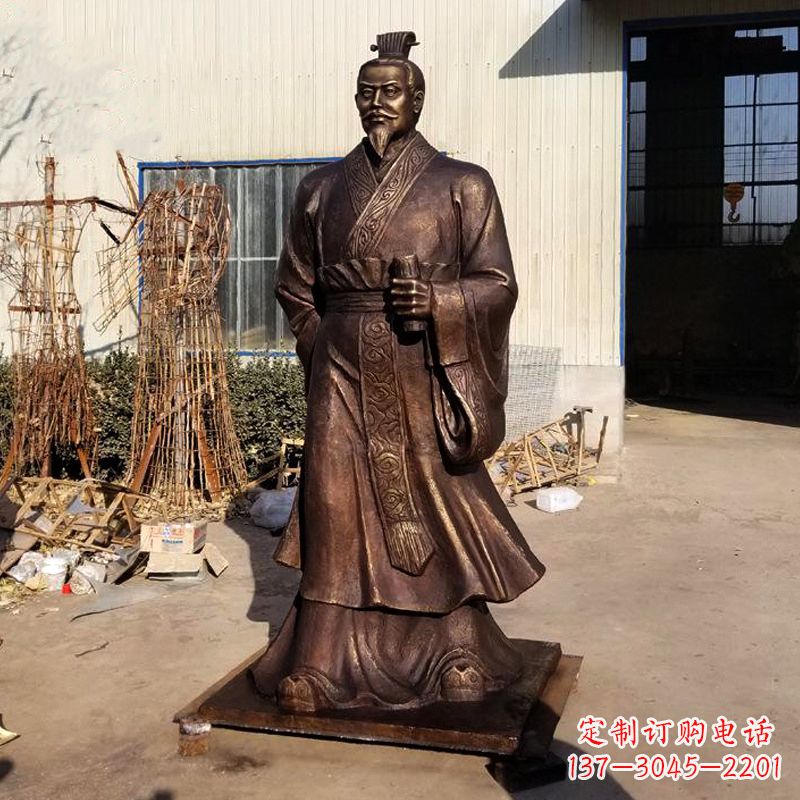 内江汉武帝刘彻铜雕塑像