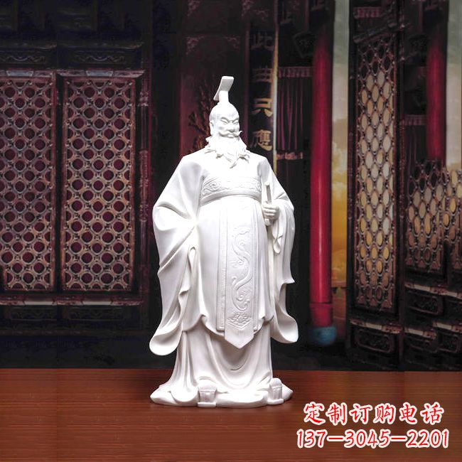 内江汉白玉石雕刻,高贵内敛的汉武帝刘彻汉雕像