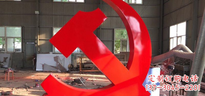 内江河南不锈钢党徽雕塑,精致而完美