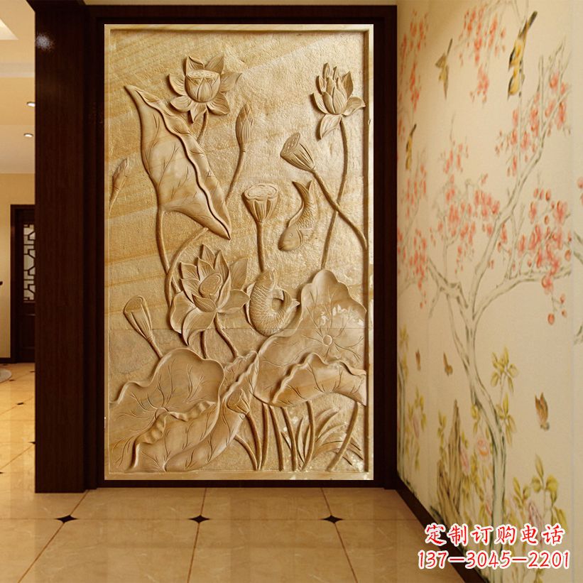 内江荷花建筑内装修浮雕画