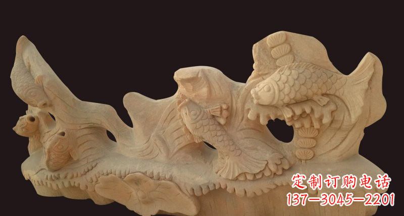 内江荷花鲤鱼石雕