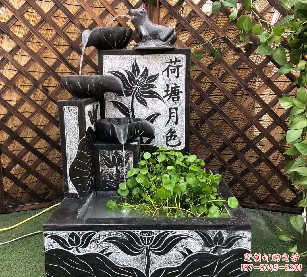 内江荷塘月色景观石雕喷水池