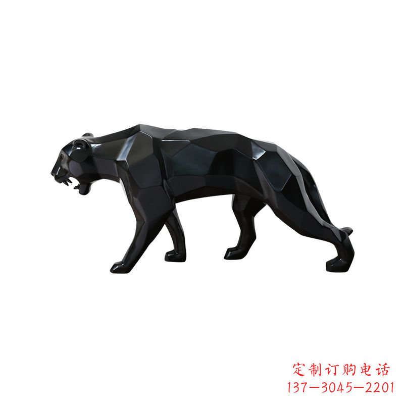内江黑色魅力,豹子玻璃钢雕塑