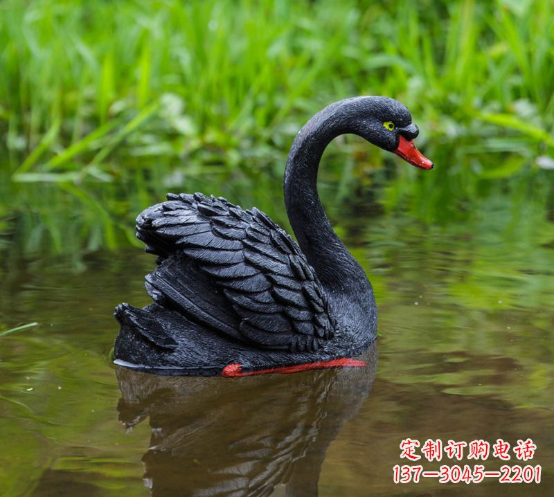 内江精致风范:黑天鹅展翅玻璃钢仿真雕塑