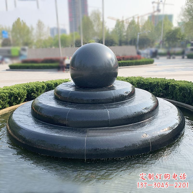 内江黑曜石风水球:精美雕塑装点繁华都市