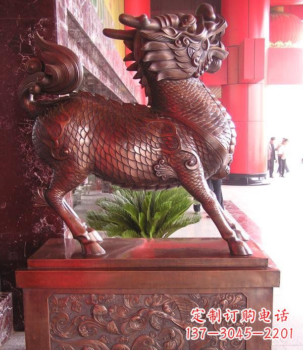 内江红铜麒麟神兽铜雕