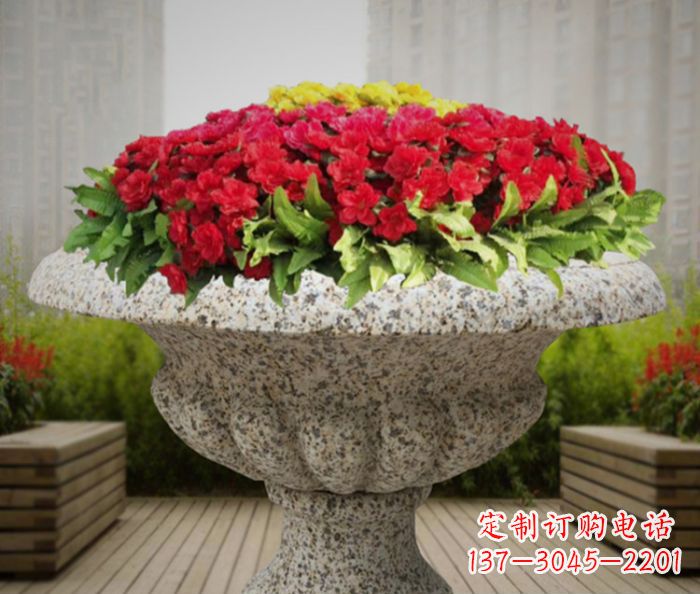 内江中领雕塑精美花岗岩花盆小区石雕