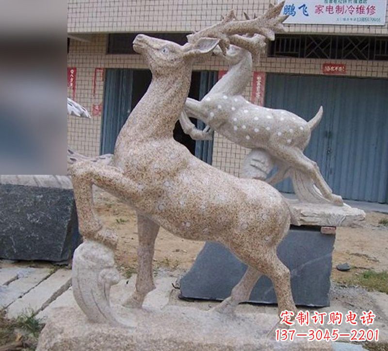 内江花岗岩梅花鹿雕塑,象征着美丽的永恒