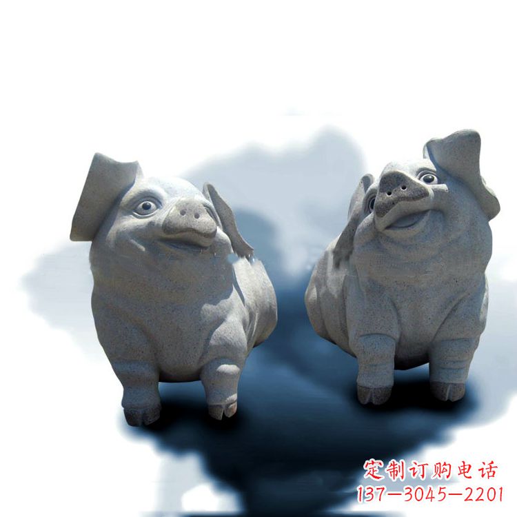 内江花岗岩动物雕塑-可爱的福猪