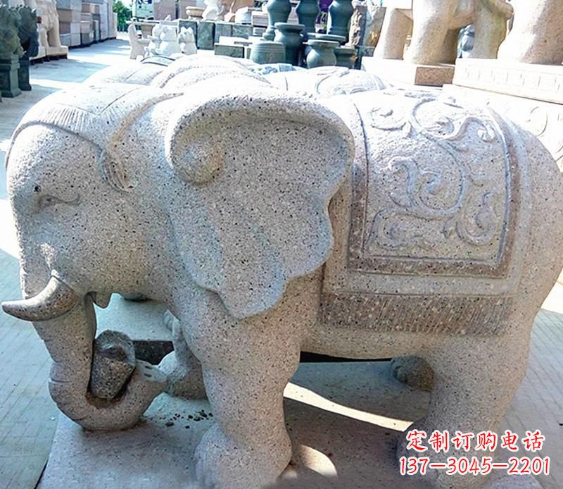 内江花岗岩元宝大象石雕,雕刻古典且充满质感