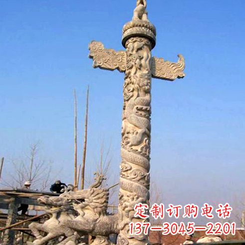 内江象征古老华夏文化的华表柱子雕塑