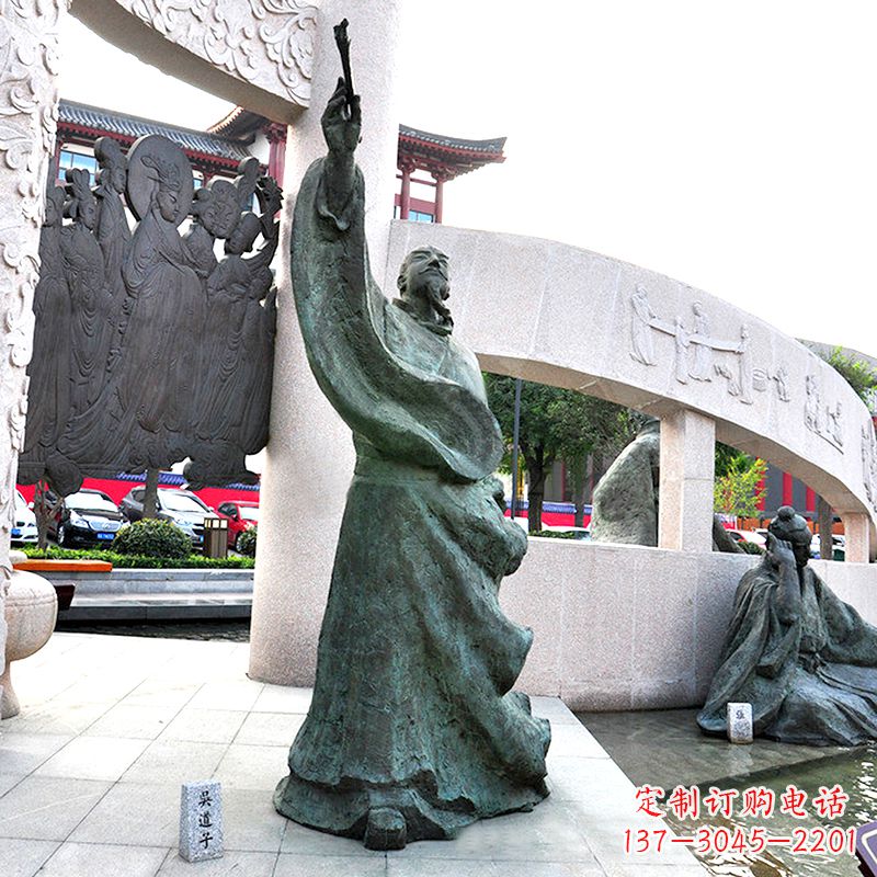 内江中领雕塑:仿古吴道子铜雕像