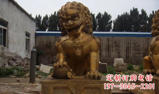 内江黄铜狮子雕塑,让您的空间更加华贵