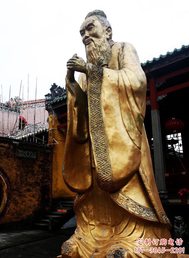 内江精致黄铜孔子雕塑,永久流传中华文化