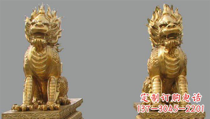 内江精致黄铜麒麟雕塑,带来招财运