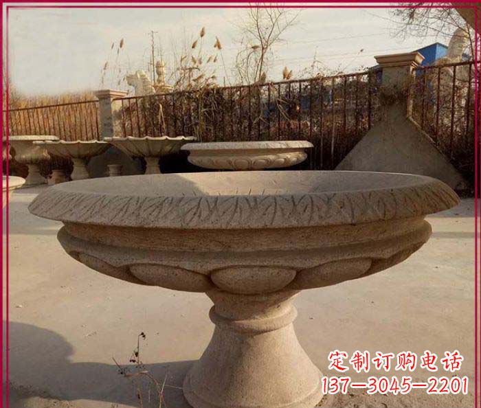 内江黄锈石花盆雕塑,让花园更加美丽