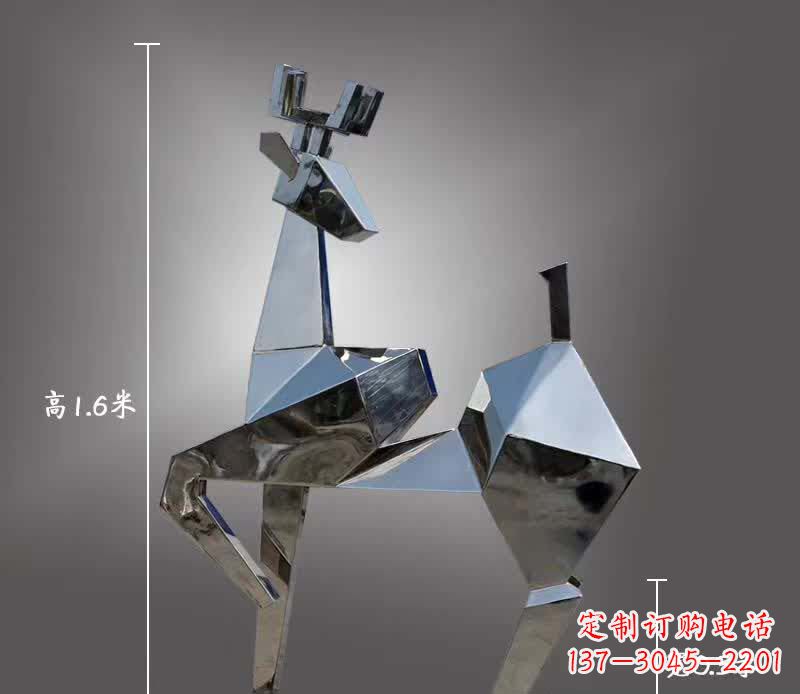 内江回头梅花鹿几何不锈钢雕塑