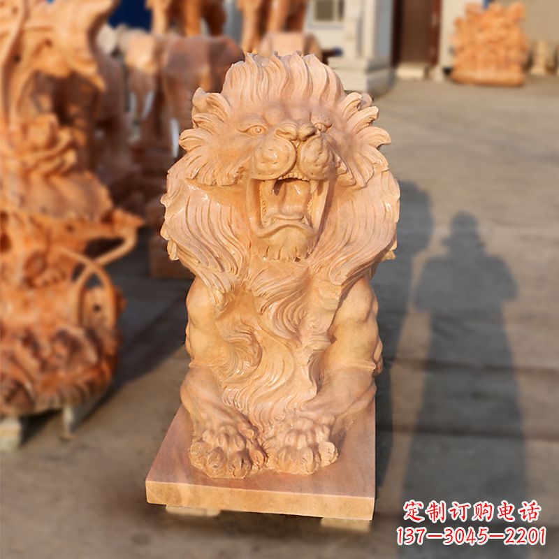 内江象征力量的汇丰狮子红石雕