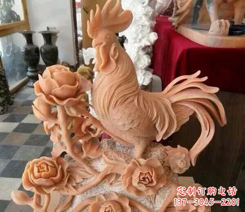 内江国家元素:吉祥如意公鸡石雕