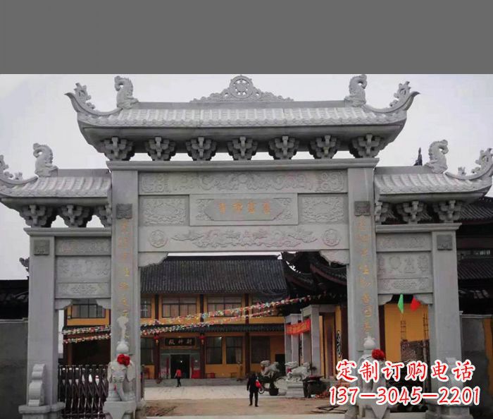 内江专业街边道路三门石牌坊雕塑制作