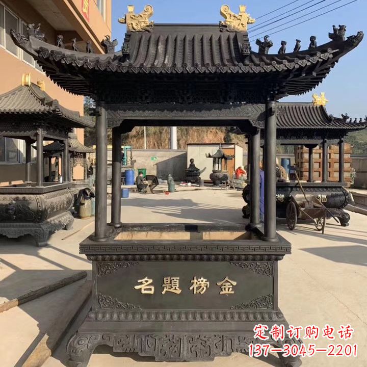 内江传承经典,精致细腻的九鼎香炉雕塑