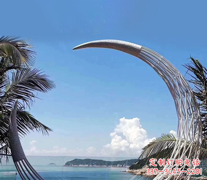 内江景区不锈钢镂空月亮雕塑