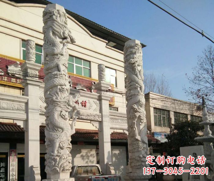 内江景区大理石龙柱石雕 (2)