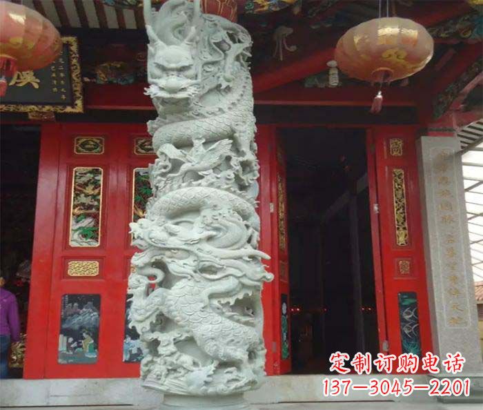 内江景区大理石龙柱石雕