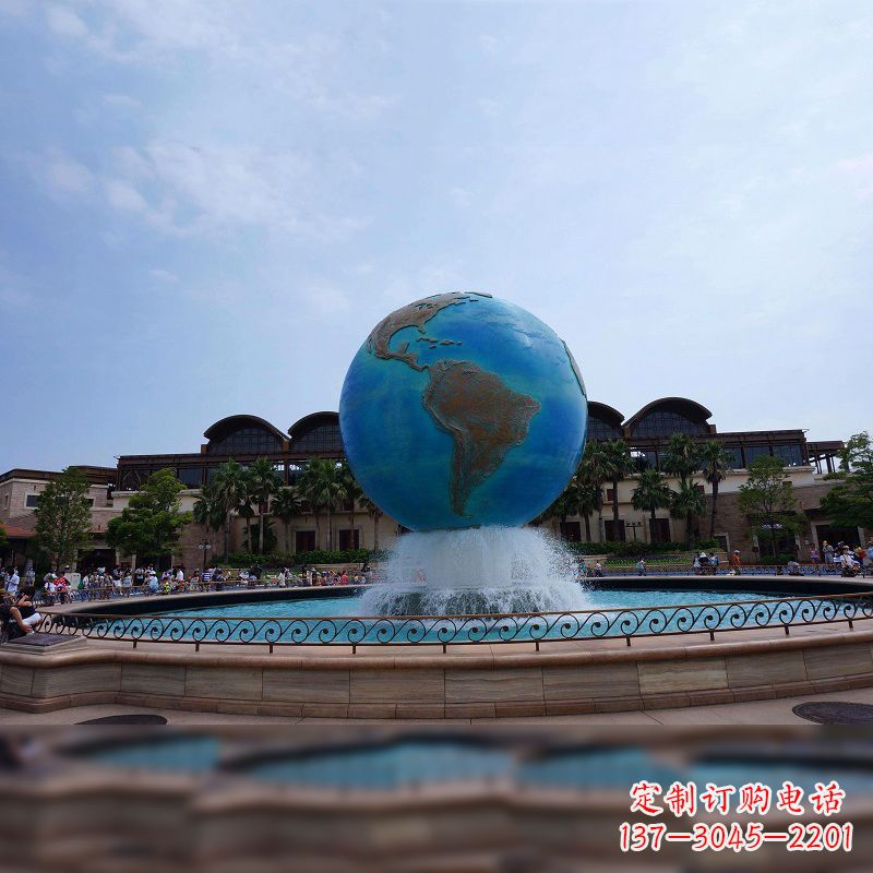 内江景区广场不锈钢地球仪水景喷泉景观雕塑