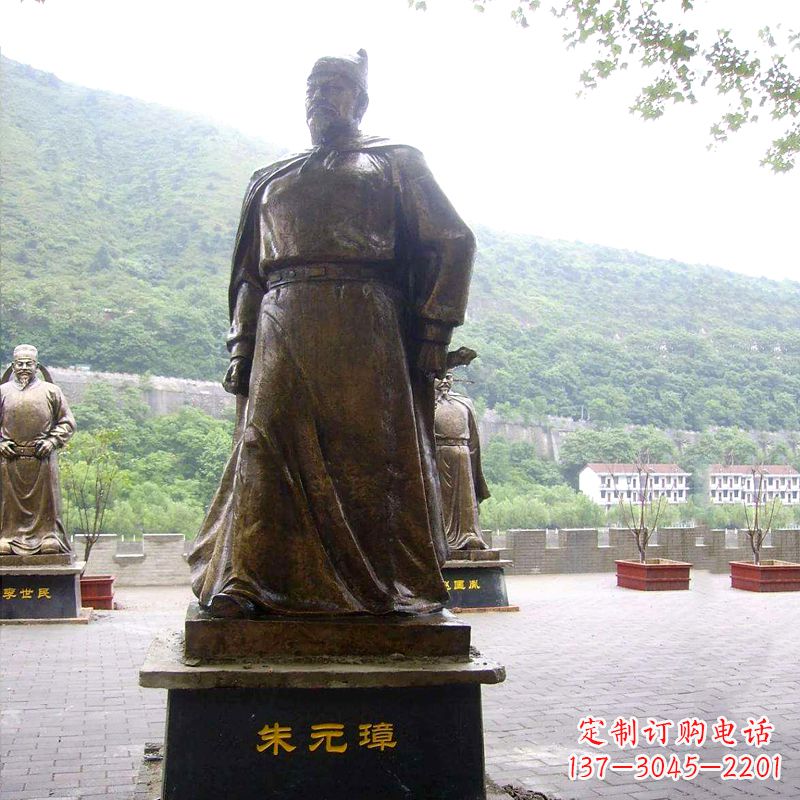 内江景区广场古代帝王明太祖朱元璋铜雕塑像