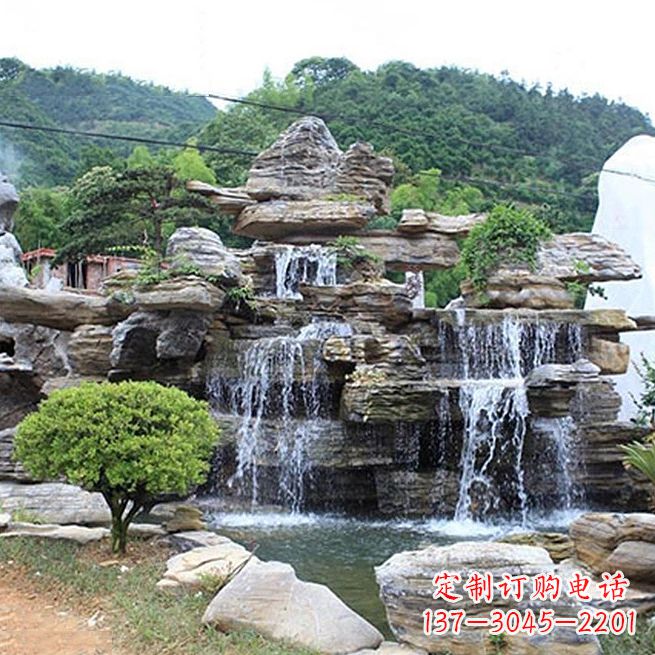 内江领雕塑让您的景区更精彩——奇石流水假山雕塑