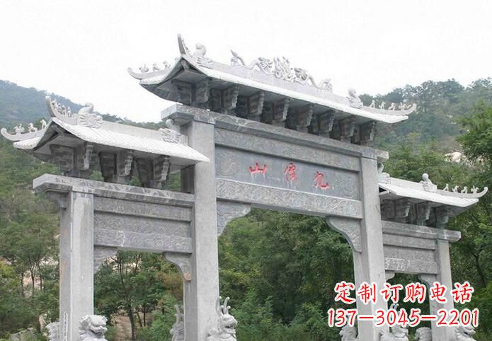 内江三门仿古牌坊石雕,精美绝伦
