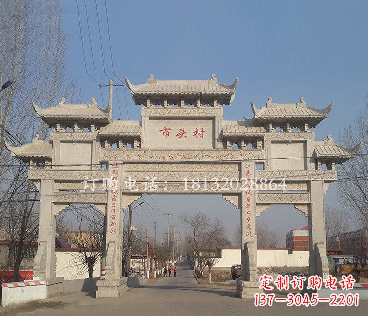 内江景区三门七楼石雕牌坊——精美绝伦的牌坊雕塑
