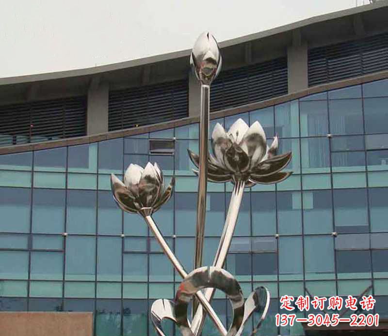 内江优质镜面不锈钢荷花塑像