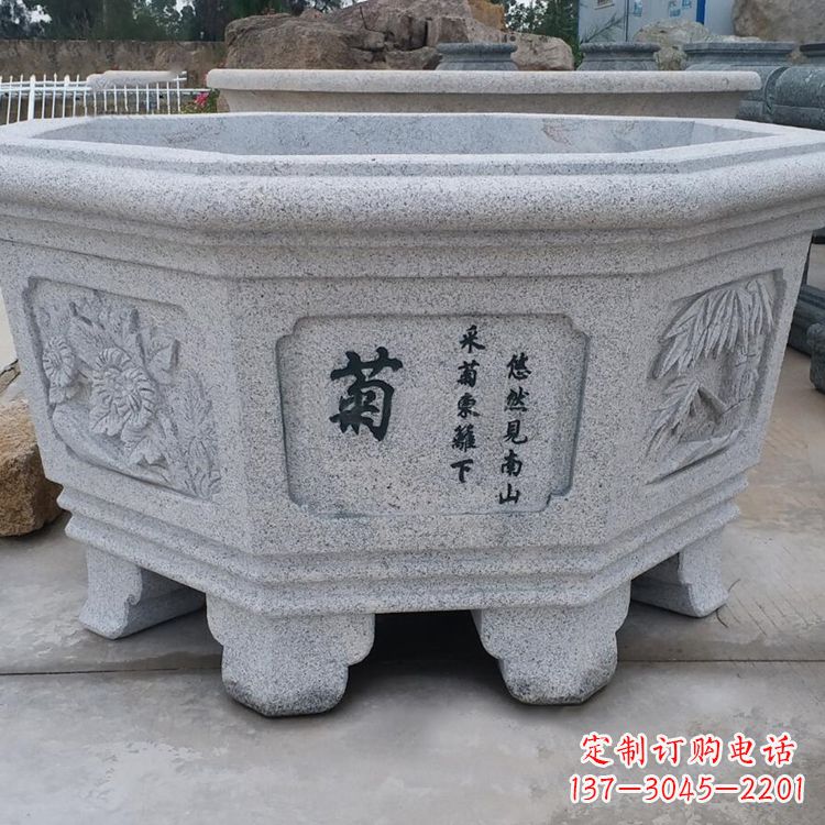 内江精美砂岩花盆雕塑,点缀精致家居