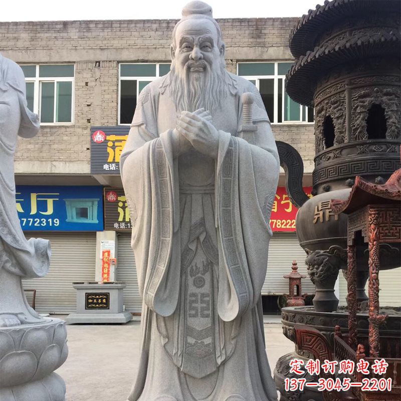 内江传承古典,精美绝伦的孔子石雕头像