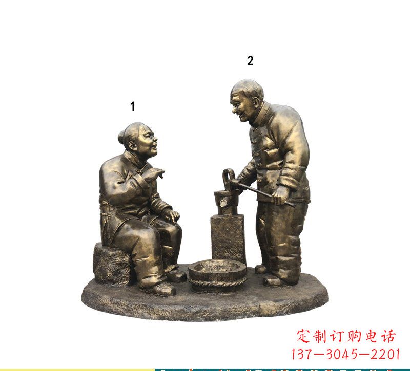 内江质朴传神的老人铜雕