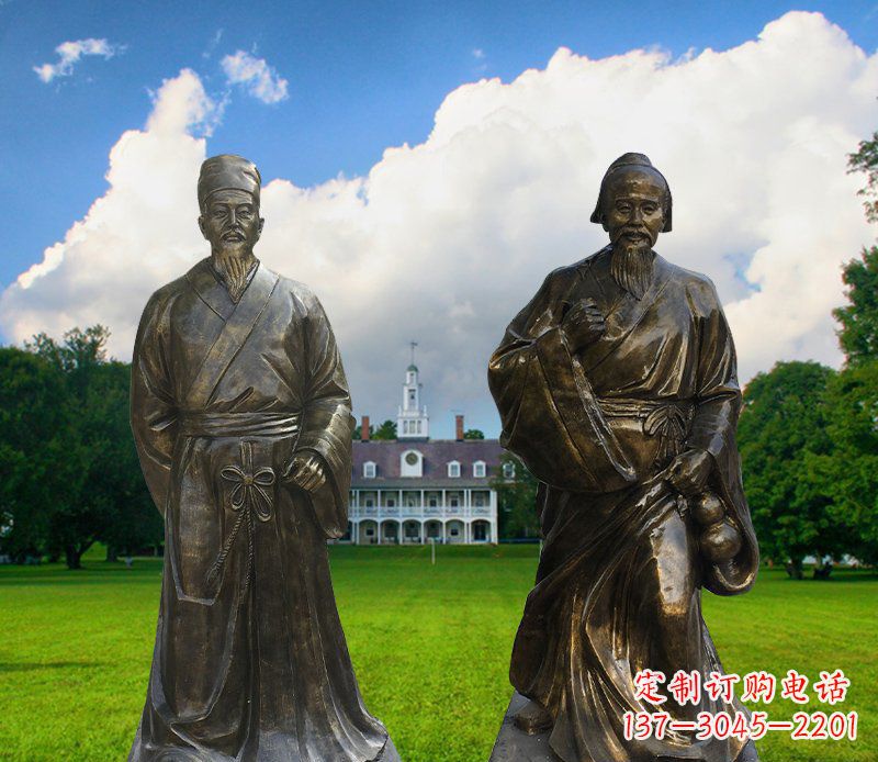 内江李时珍华佗古代名人铜雕
