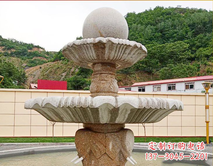 内江精致莲花石雕喷泉,添点艺术气息