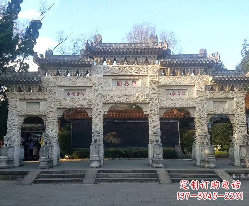 内江传承石雕牌坊楼,领雕塑带来您极致定制
