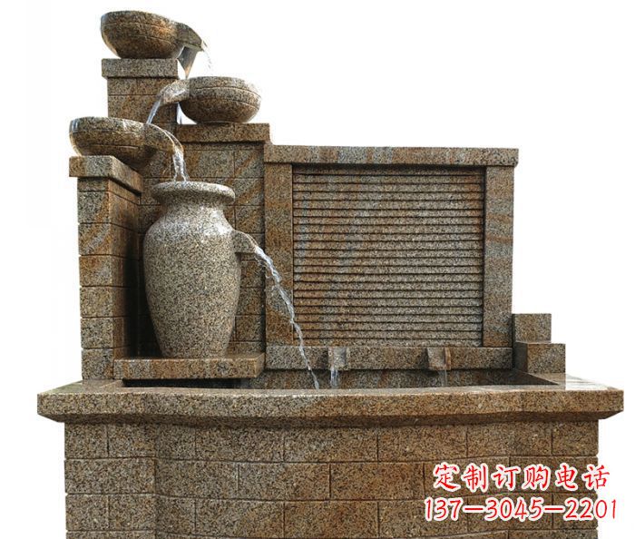 内江流水罐子水槽庭院流水摆件石雕 (2)