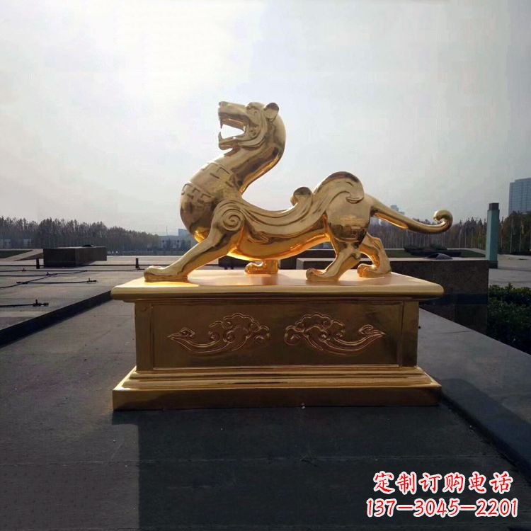 内江鎏金白虎铜雕-景区园林广场神兽雕塑摆件